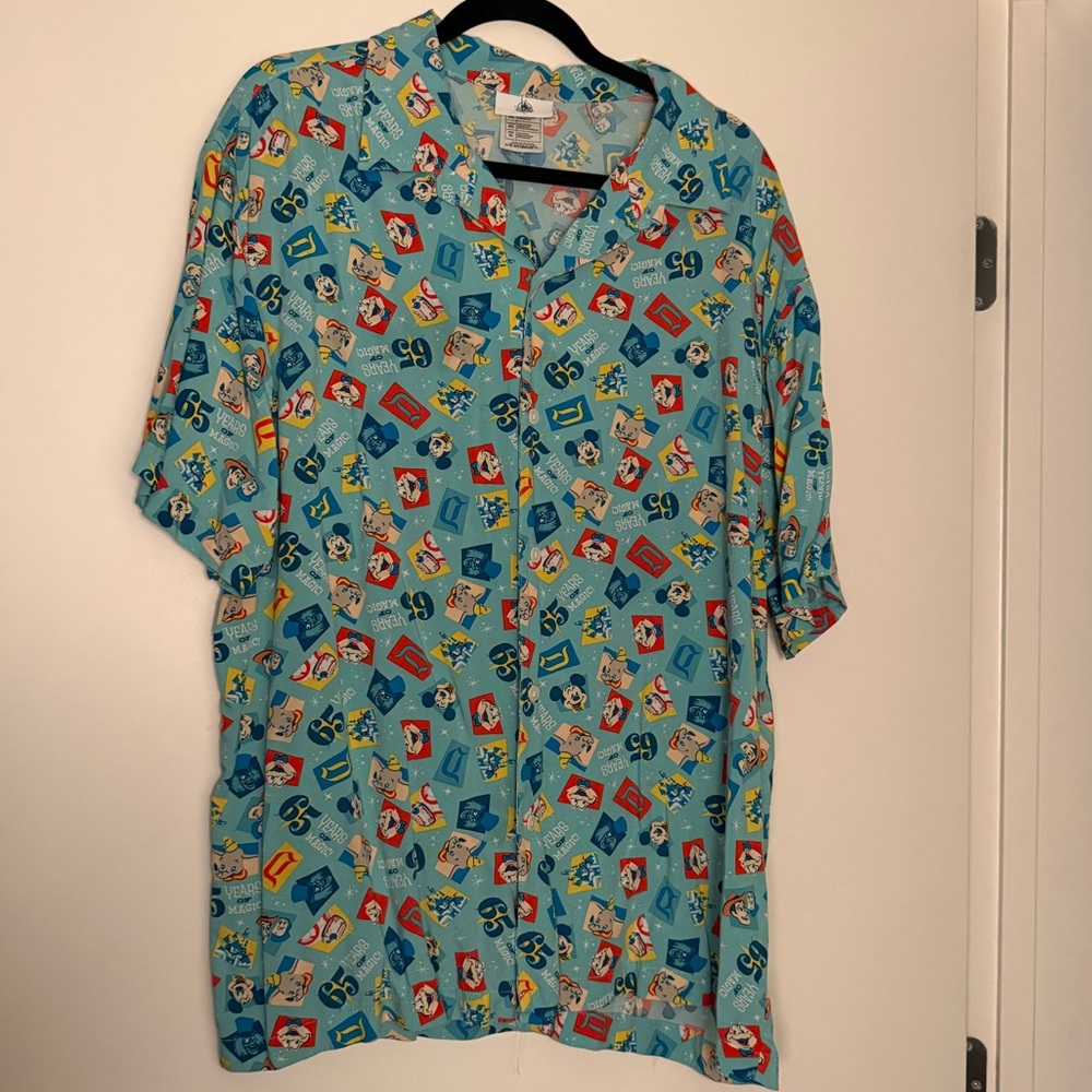 Disneyland 65th Anniversary Men's Light Blue Character Print Shirt